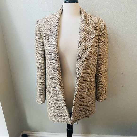 EMIL RUTENBERG vintage tan handwoven silk one button oversized blazer jacket M - Picture 3 of 13